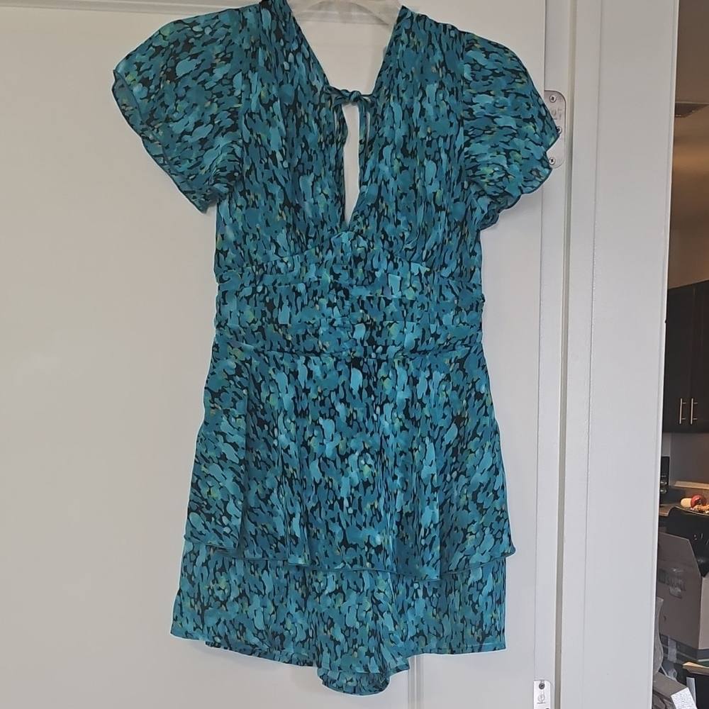 Chic Blue Patterned Romper